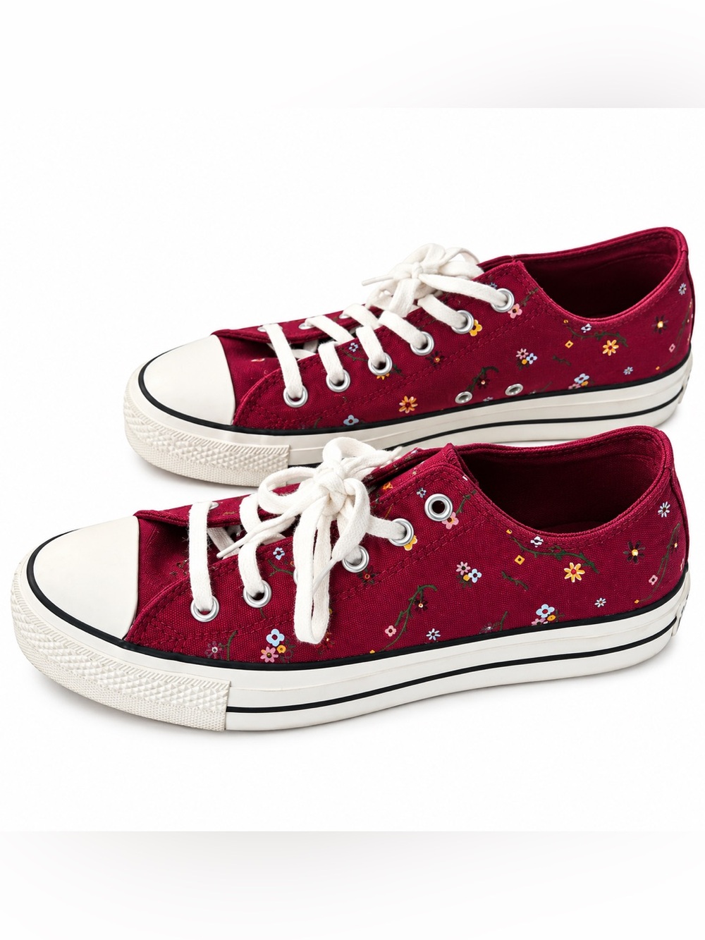 Converse Chuck Taylor All Star Floral Low Top Sneakers Burgundy Women’s 10